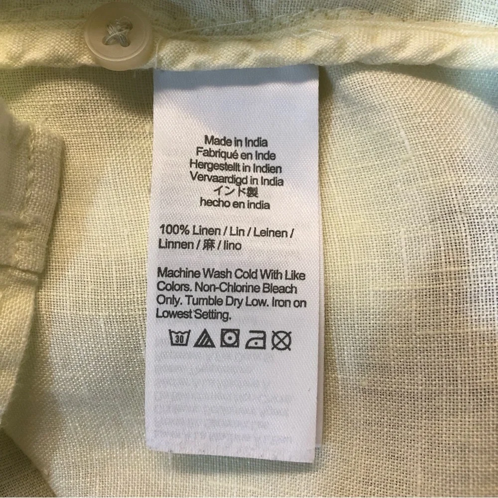 J. Crew 100% Irish Linen Light Yellow Relaxed Button-Up Short Sleeve Shirt Sz S - Picture 10 of 10